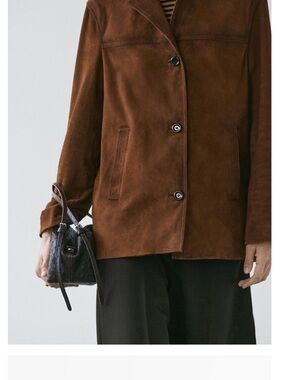 Massimo Dutti Chestnut Brown Suede Button Jacket
